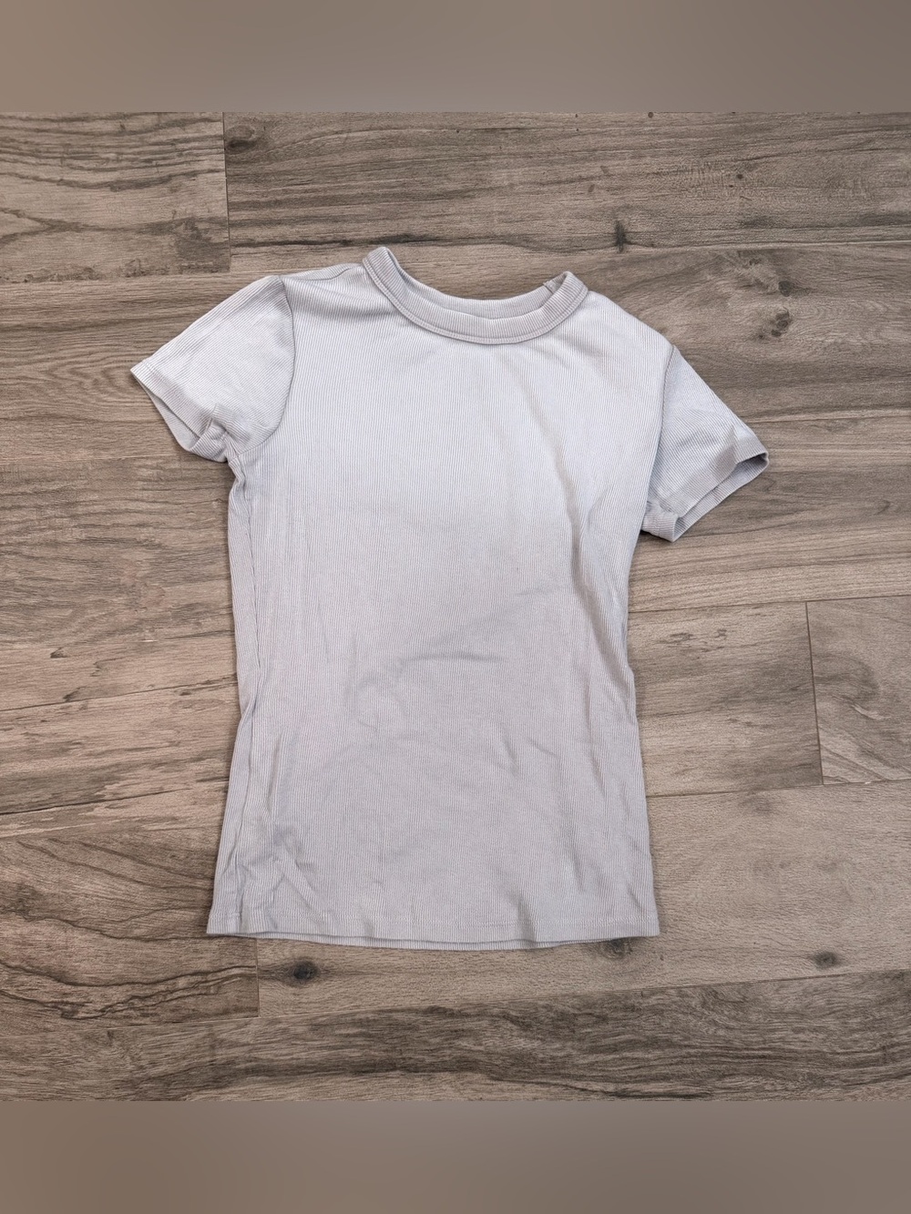 Cotton Citizen Short Sleeve Ribbed Tee in Light Gray